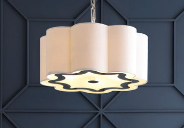 Coquille 20" Adjustable Scalloped Shade Metal LED Pendant - JONATHAN Y